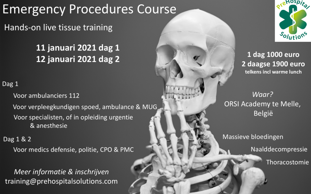 Op 11 & 12 januari 2021 nieuwe sessie Emergency Procedures Course